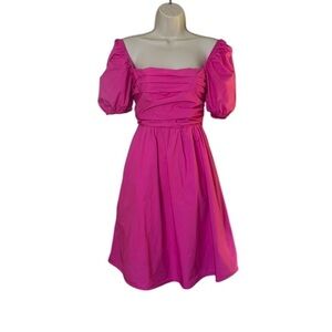 OPT Draped Puff Sleeve Mini Dress Pink Medium